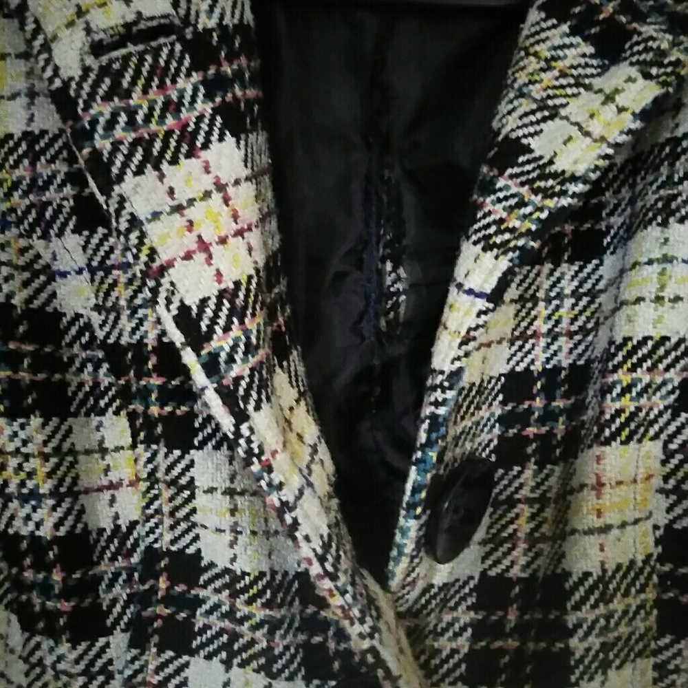 Colorful Plaid Peacoat - Picture 4 of 5